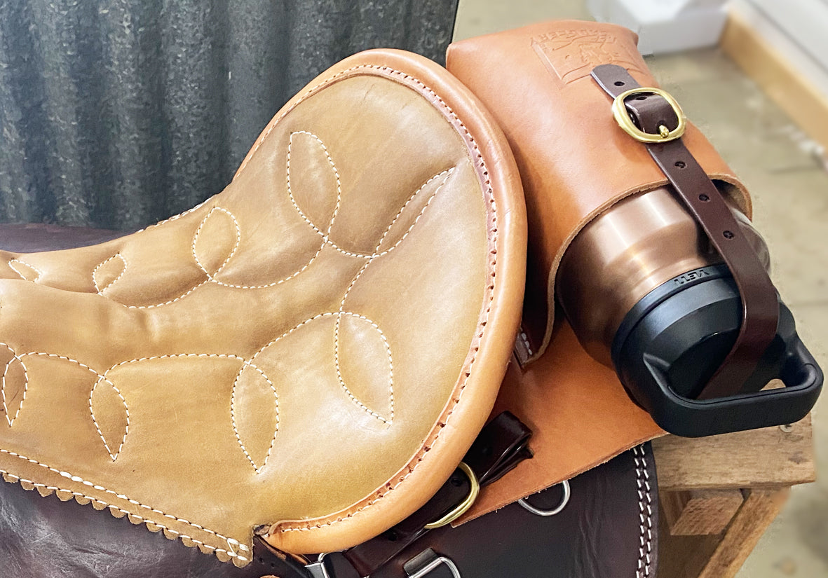 Leather insulated water bottle holder